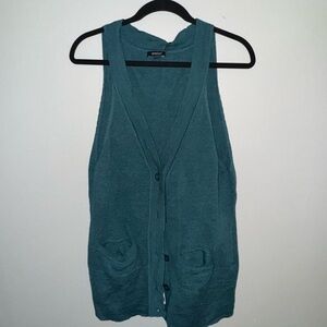 Manique Teal Sleeveless Cardigan/Vest | 70% Baby Alpaca Wool 30% Merino Wool